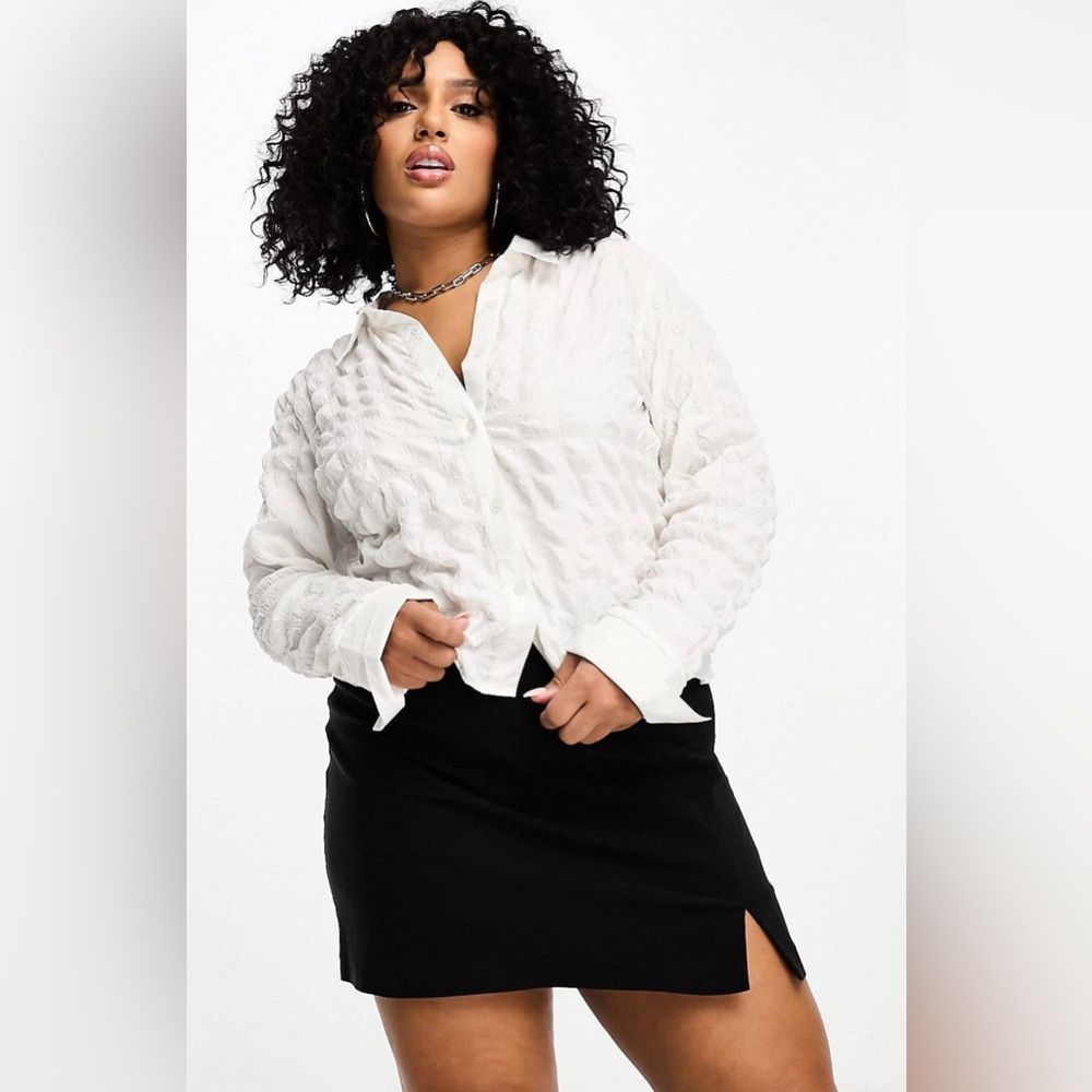 ASOS Design Curve Bengaline Micro Mini Skirt with brand split in black